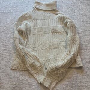 Poof! Cream Ribbed Turtleneck Sweater